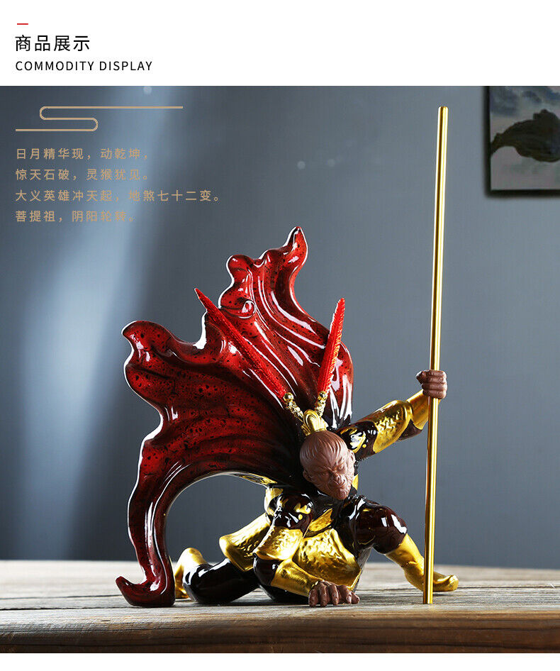 creative monkey king statue porcelain tea pet home table decoration with bar new