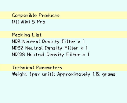 DJI Mini 5 Pro ND8/32/128 Filter Set - Aerial Photography Original