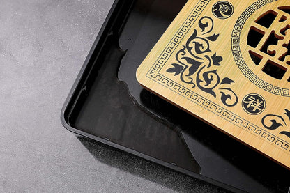 Bamboo GongFu Tea Tray Chinese Gongfu with Water Storage Tray (11"x11"x1.5")