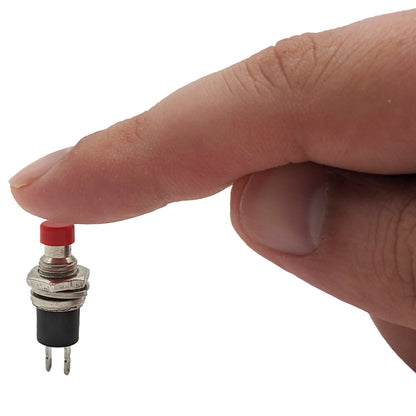 10 Pack Normally Open Momentary Switch w\ Round Red Button, 2-Pin Solder Lug