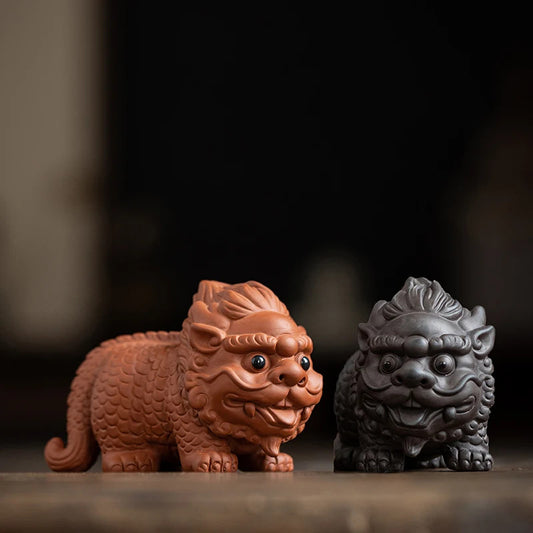 Chinese zisha Tea Pet Statue Ornaments Tea Table Handmade Sculpture Crafts Set