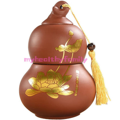 16.8cm Gourd Tea Cans Sealed Purple Sand Jar Storage Tea Caddy Decorations