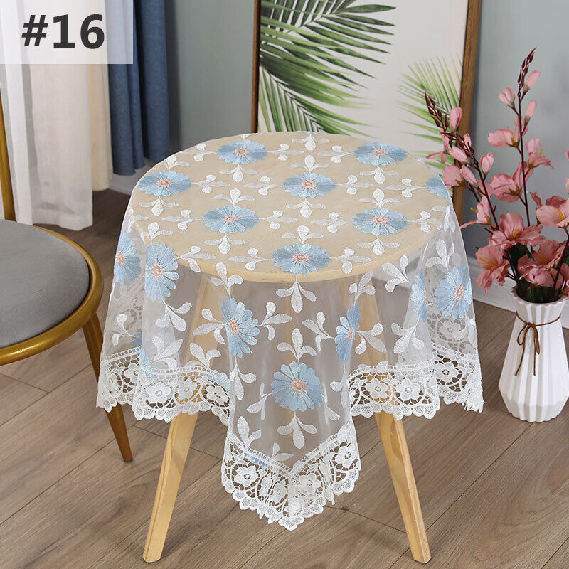 Lace Floral Embroidered Tablecloth European Style Tea Table Dust-Proof Covers