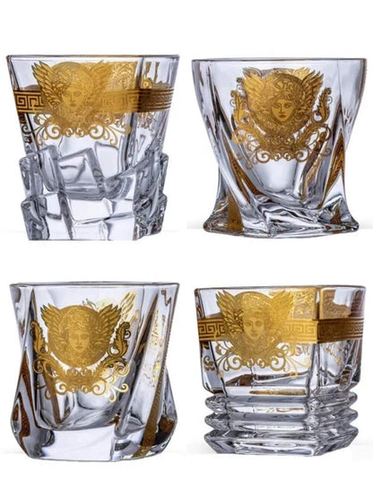 Creative Crystal Whisky Glass – Tracing Gold Head Cup
