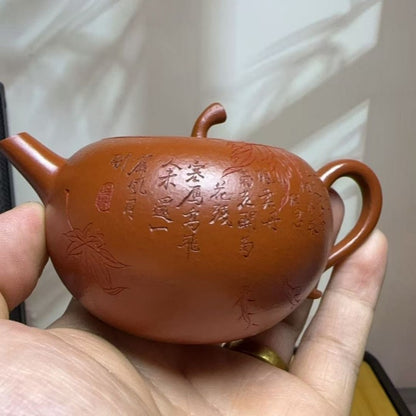 Handmade Carve Real Yixing Zisha Zhu Clay Tea Pot Original Ore Kungfu Master Pot