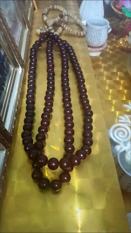 15mm 108 Beads Natural Wood Shaolin Buddha Monk Prayer Mala Red Beads Necklace