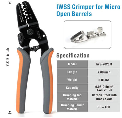 IWISS IWS-2820M Mini Micro Open Barrel Crimping Plier AWG28-20 Mini Hand Crimper