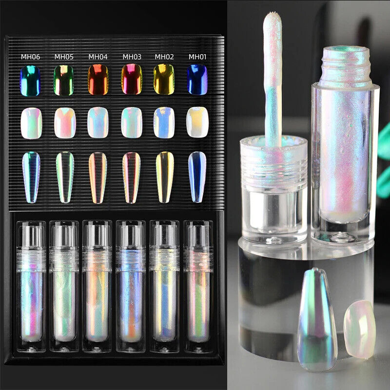 Liquid Nail Art Glitters 6 Colors Aurora Metallic Magic Mirror Moonlight Pigment
