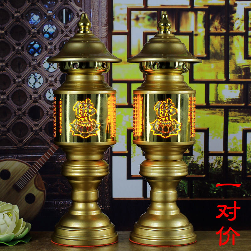 10.2" Buddhism Worship Lamp LED Lotus Lamp Buddha Hall Altar Decoration Lights