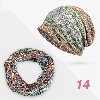 Women Floral Baggy Slouchy Beanie Hat Headwear Scarf Snood Hat Cancer Chemo Caps