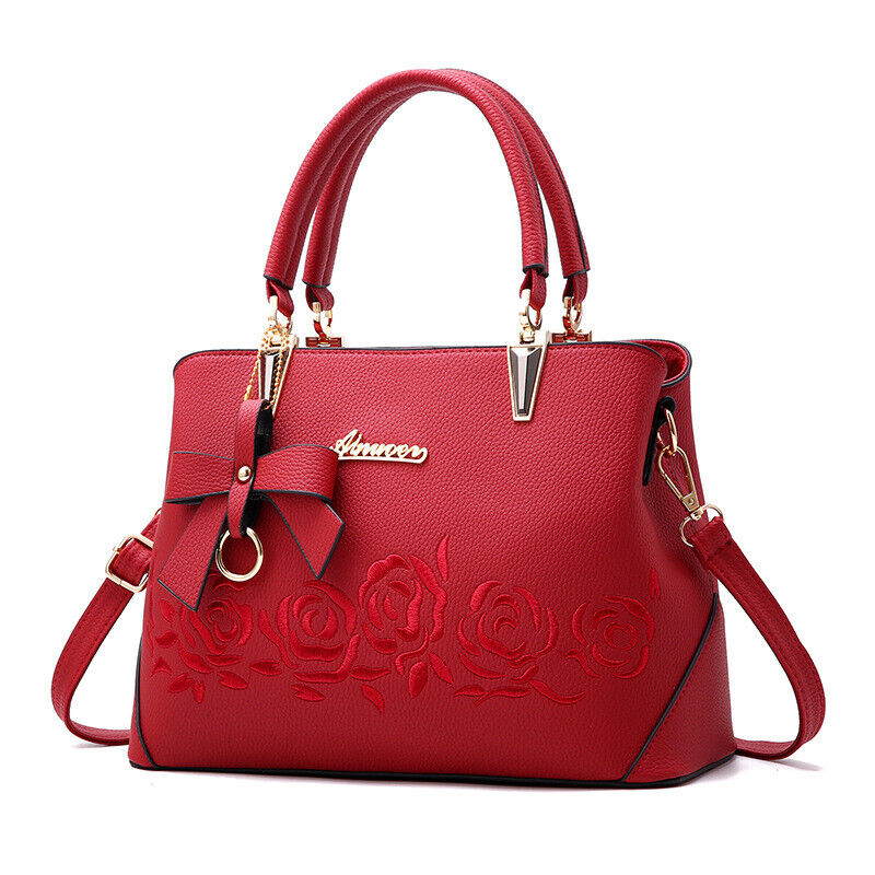Fashion Women Ladie PU Leather Handbag Shoulder Bag Flower Satchel Messenger Bag