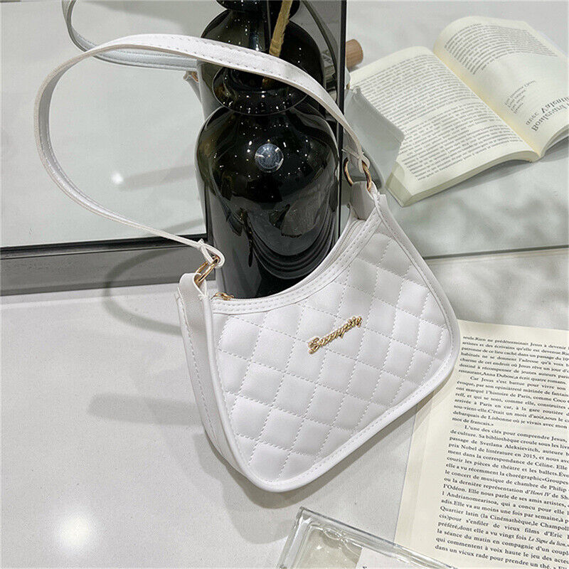 Women PU Leather Shoulder Bag Fashion Rhombic Embroidery Casual Zipper Handbags