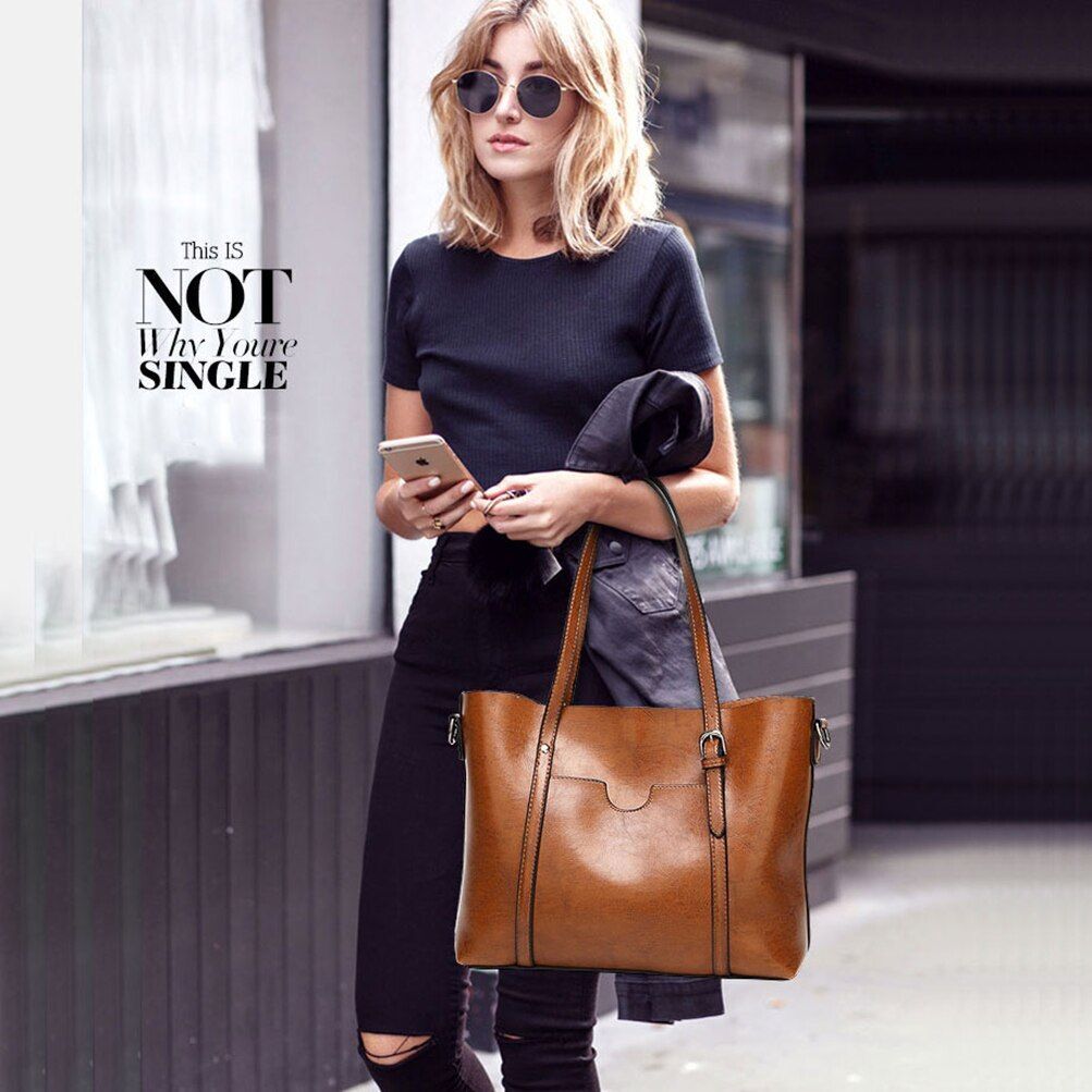 Shoulder Bags Women Leather Handbag Tote Crossbody Bag Luxury Polyester Zipper