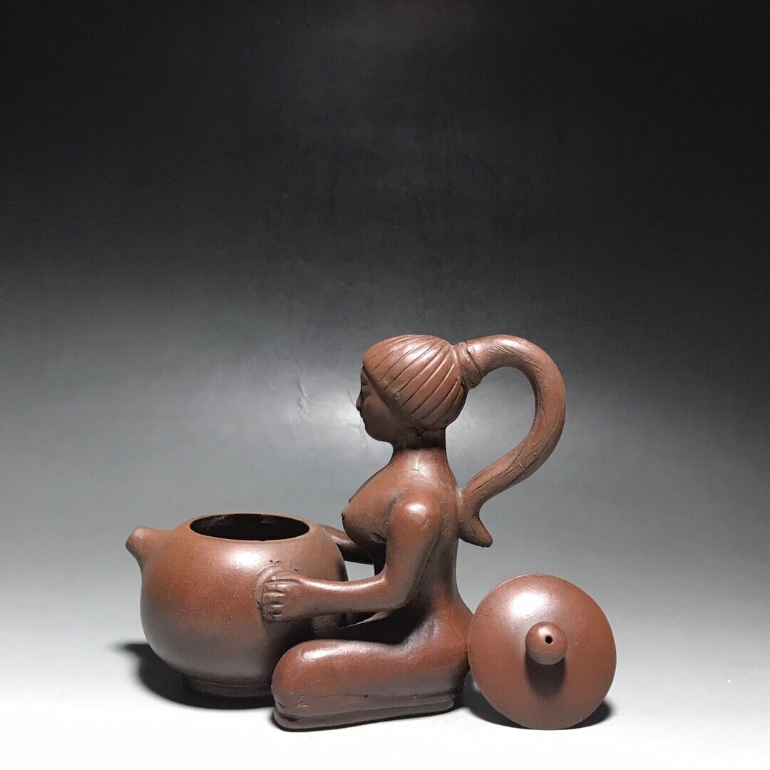 vintage chinese yixing purple clay teapot zisha ceremony carving Collectible art