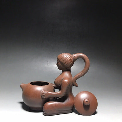 vintage chinese yixing purple clay teapot zisha ceremony carving Collectible art