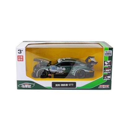 1:32 Diecast Bentley GT3 Racing Car Metal Car Model Toy Pull Back Sound Light