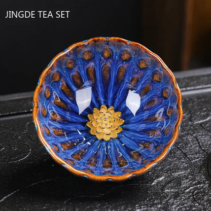 130ml Tradition Kiln Transformation Ceramic Teacup Handmade Silver Inlay Tea Cup