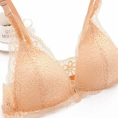 Women Bra Lace Wireless Front Closure Sexy Lingerie Push Up Breathable Bralette