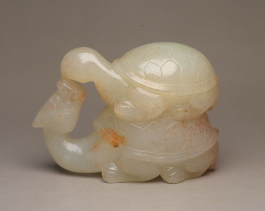 Collection Chinese Natural Hetian Jade Carved Dragon Turtle Statue Ornaments Art