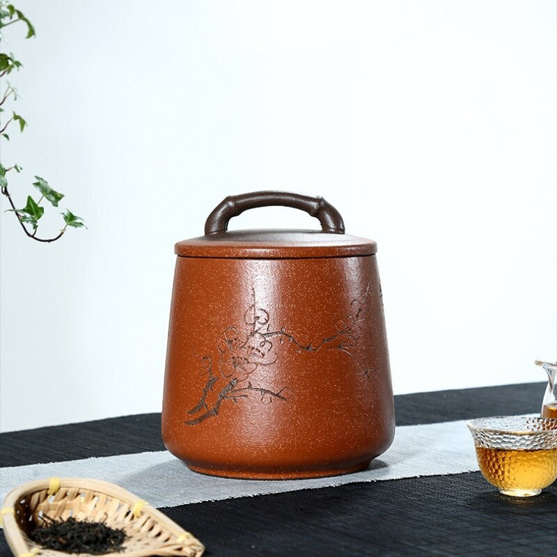 China Tea Caddy True Yixing Zisha Sealed Canister & Lid Handmade For Loose Tea