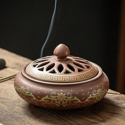 Chinese Incense Burner Ceramic Incense Bowl Indoor Buddhist Home Decor Tearoom