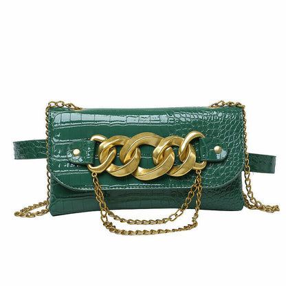 Mini Crossbody Bags Women Metal Chain Shoulder Bag Leather Belt Bag Women