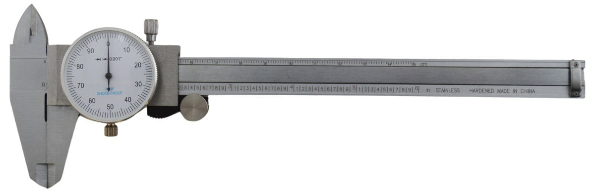 6" Utility Dial Caliper, 0.001" Resolution with Slide Lock, Includes Case