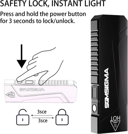2 Pack 1500 Lumen EDC Flat Flashlight, USB-C Rechargeable Pocket Light, 6 Mode P