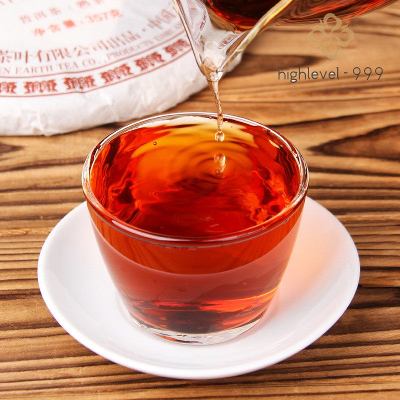 357g Ripe Pu'er Tea Cake Yunnan Menghai Aged Ancient Tree Compressed Leaf Tea