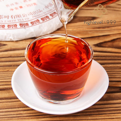 357g Ripe Pu'er Tea Cake Yunnan Menghai Aged Ancient Tree Compressed Leaf Tea