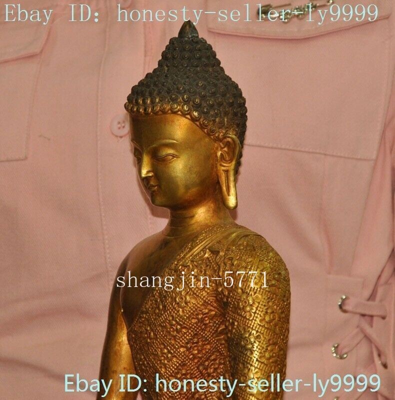 Tibet Buddhism Temple Bronze Gilt Sakyamuni Shakyamuni Medicine Buddha Statue
