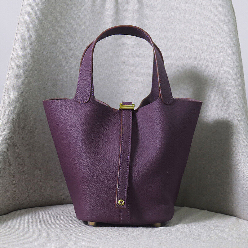 Women Cowhide Leather Handbag Shoulder/Messenger Bucket Bag Large Capacity Totes