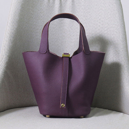 Women Cowhide Leather Handbag Shoulder/Messenger Bucket Bag Large Capacity Totes