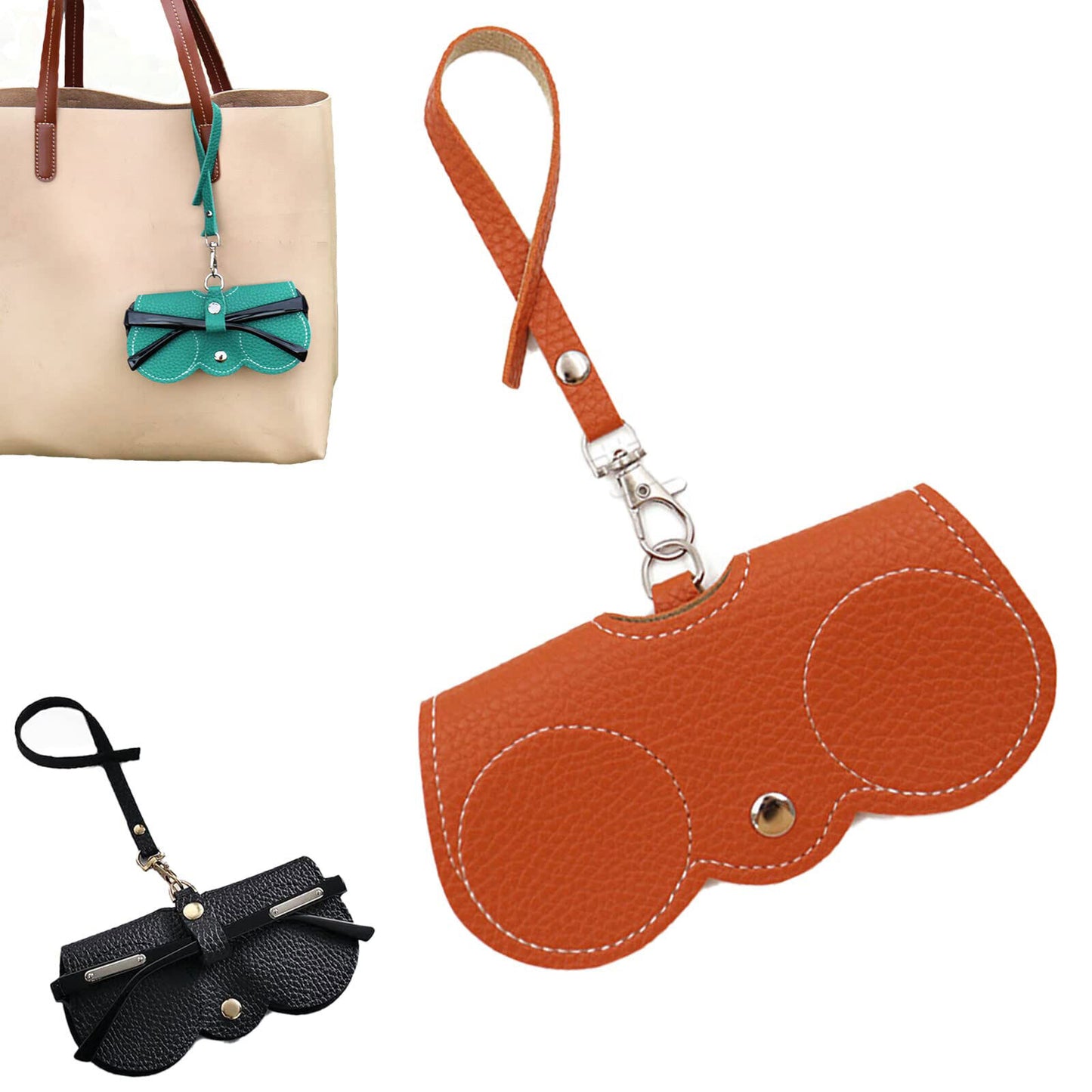 2Pcs Soft Leather Sunglasses Bag Eyeglasses Reading Glasses Case Holder Storage
