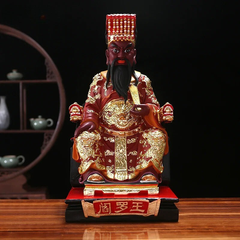 Lord Yan God,King of Hell Statue,Resin Ten Halls of Yama Figurine Taoist Deities