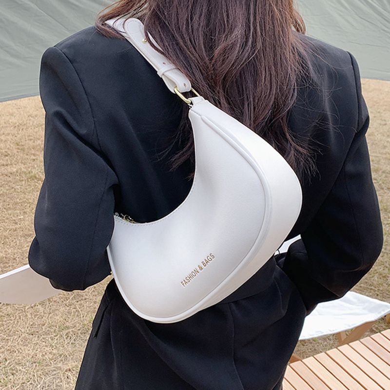 Half-moon Small Underarm Bags Clutch Synthetic Leather Handbags Shoulder Purses