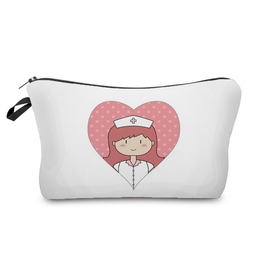 Double Sided Printed Cosmetic Organizer Bag Storage Practical Makeup Bag Handbag