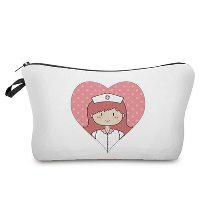 Double Sided Printed Cosmetic Organizer Bag Storage Practical Makeup Bag Handbag