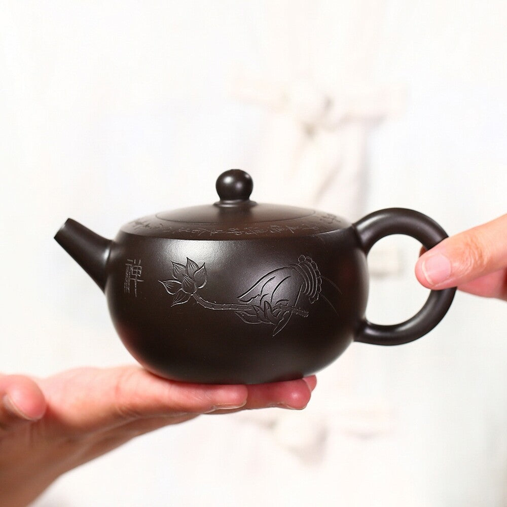 Handmade Tea Pot Rare Original Ore Yixing Zisha Black Zhu Clay Pot Master Marked