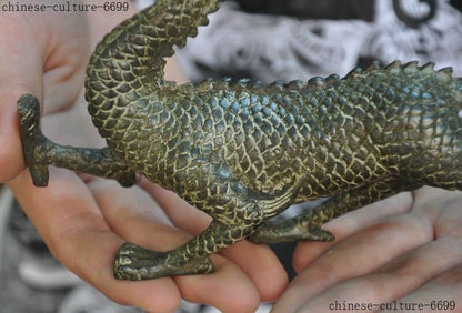 Old China bronze Feng Shui auspicious Dragon Loong Dragons Zodiac animal statue