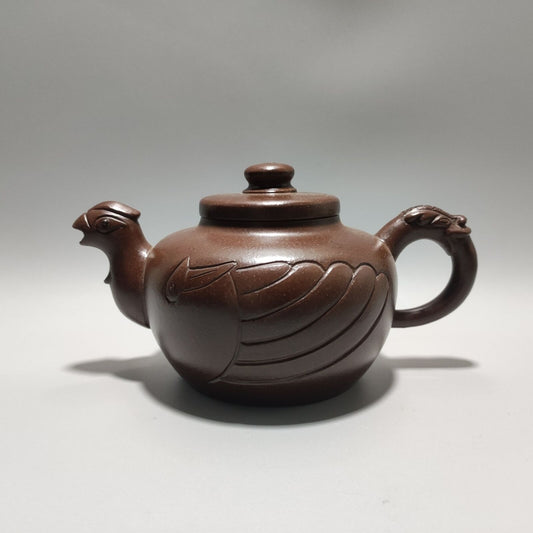 Vintage Chinese Yixing Purple Clay Teapot Zisha Ceremony Carving Collectible Art