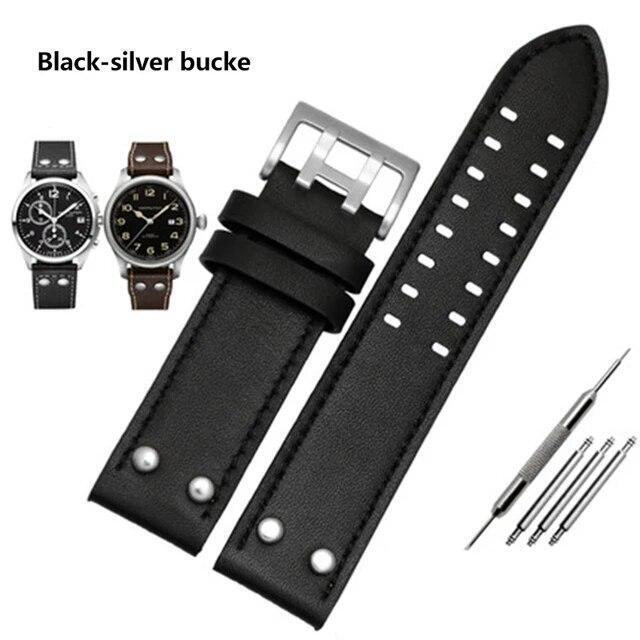 Genuine Leather Watches Straps For Hamilton Khaki Aviation H77755533 H77616533