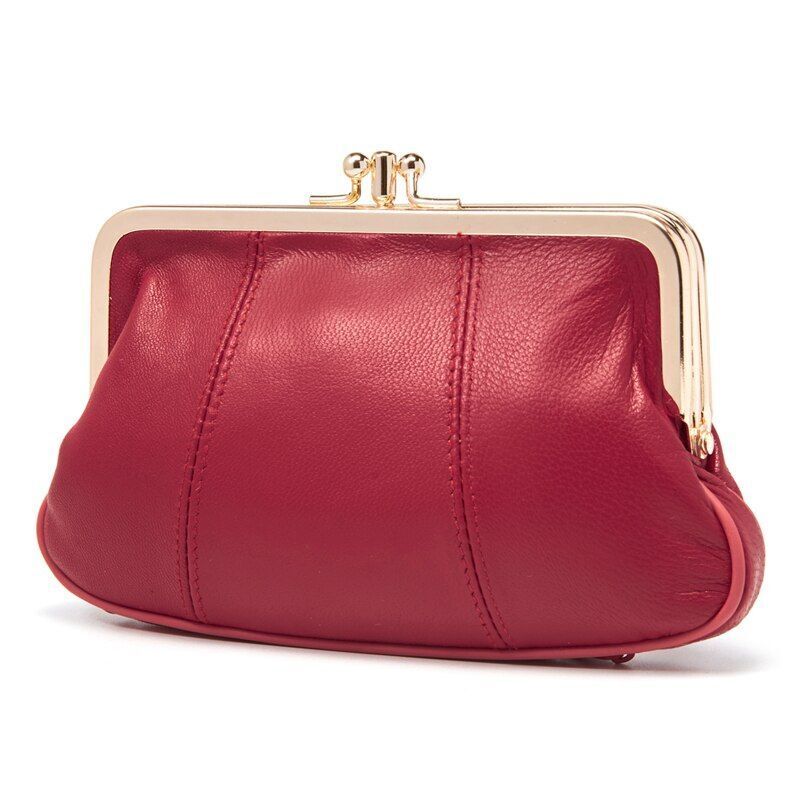 Women Coin Purse Leather Small Wallet Soft Change Purse Metal Frame Card Holder