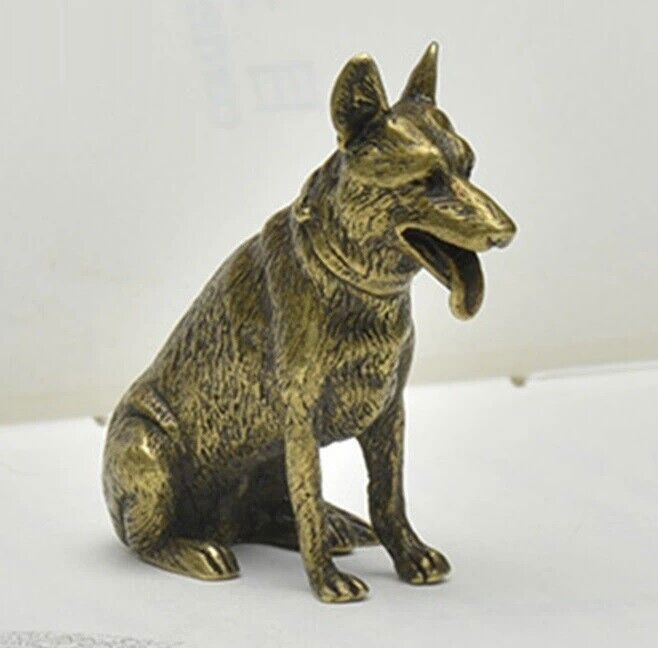 Lucky Dog Brass Animal Statue Small Sculpture Tabletop Figurine Home Decor Gifts
