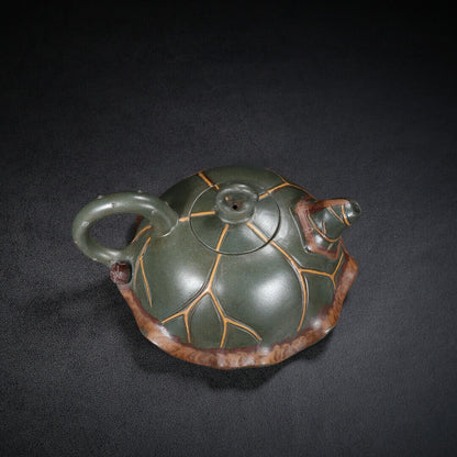 Chinese Yixing Zisha Clay Handmade Exquisite Teapot （荷叶 底款：蒋蓉）