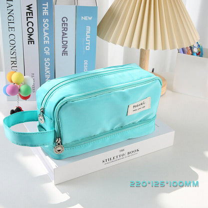 Large Capacity Pencil Bag Stationery Holder Bag Pen Case Zipper Two Compartment