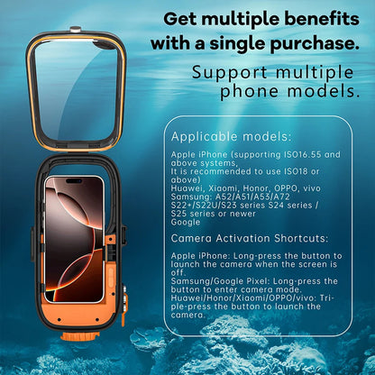 IP68 Dive Waterproof Case Samsung/iPhone,Snorkeling Underwater Box BT Shutter