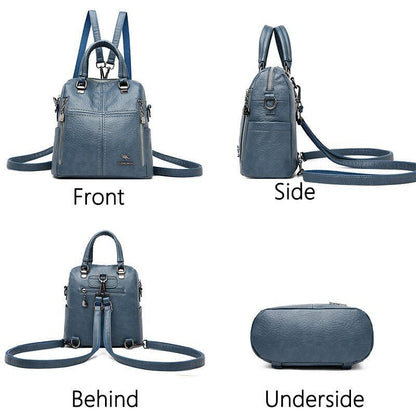 High Quality Leather Backpack Shoulder Bags Multifunction Travel School Bag 1 PC