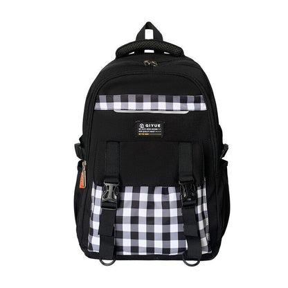 Plaid Waterproof College Backpack Laptop Traveling Book Backpack School Bag 1PC