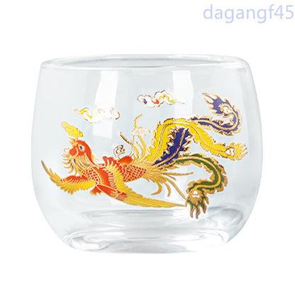 95ml Exquisite Glass Change Color Kung Fu Tea Cup Household Hand-drawn Guest Cup